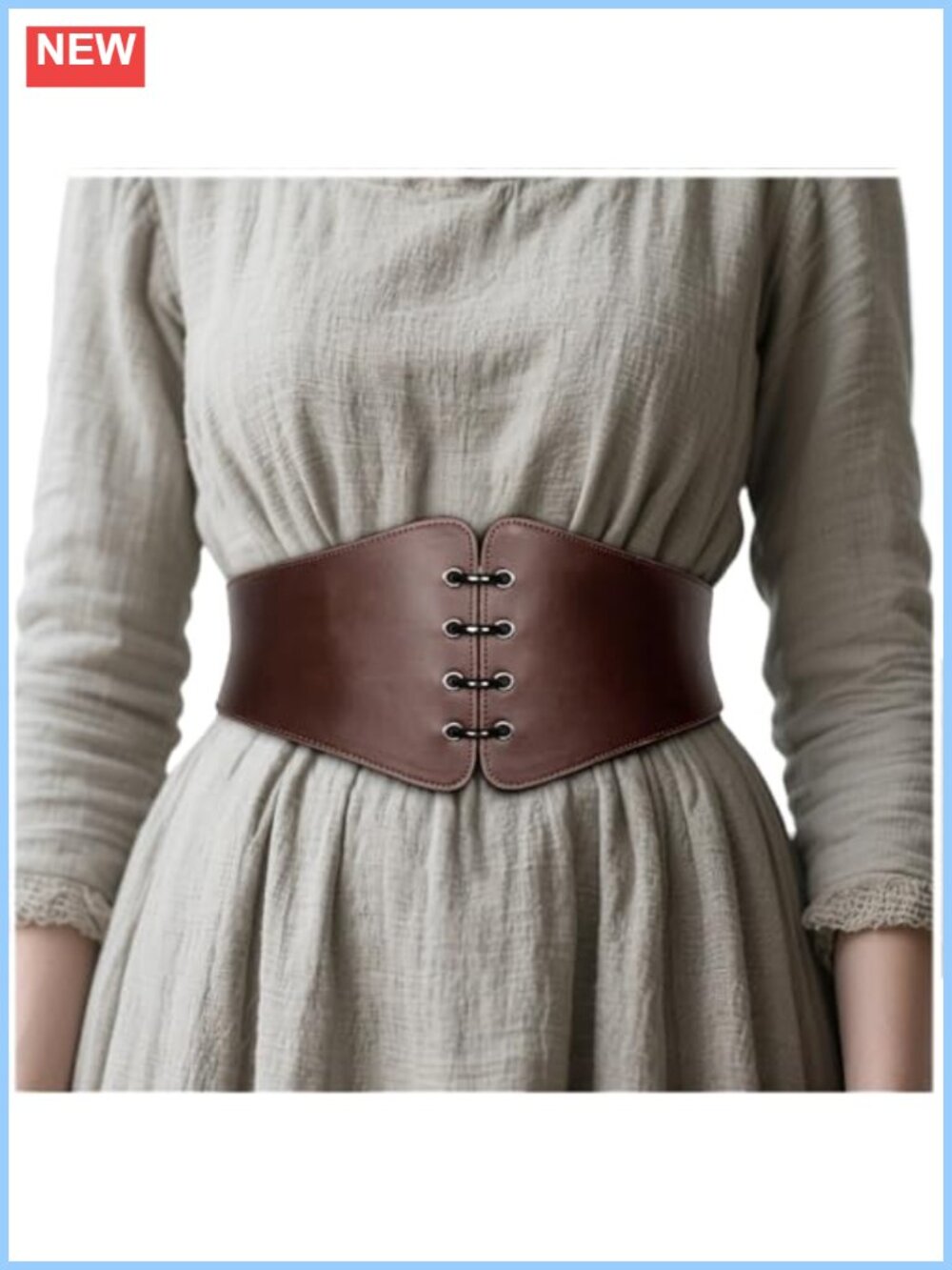 PU Leather Corset Belt Renaissance Waist Cincher Snap Closure